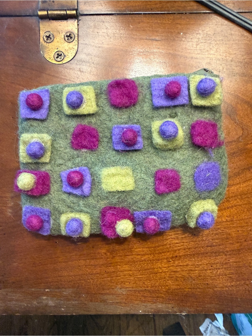 Rising Tide Felted Wool Wallet in Olive, Purple & Magenta